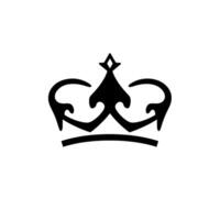 Bold Black Crown on White Minimalist Royal Crest in Silhouette, Featuring Diamond Accent and Geometric Curves. vector