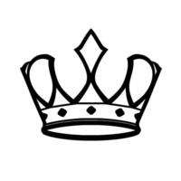 A bold, stylized, symmetrical black and white illustration of a royal crown, emphasizing simple lines, form, and minimalist aesthetics. vector
