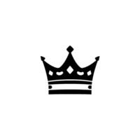 Black White Royal Crown Silhouette centered on a stark white background symbol of power regality. vector