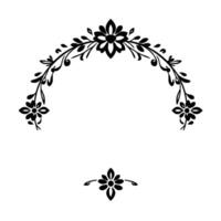 Ornate Black Floral Archway and Accent on White Background Decorative Element for Invitations, Announcements, or Projects. vector
