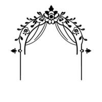 Decorative Black Floral Archway with Elegant Lines, Vines, and Subtle Drapes, Isolated on White, a Minimalist . vector