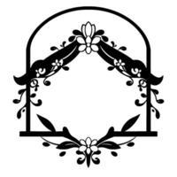 Ornate Black and White Floral Archway Frame with a Symmetrical , Perfect for Invitations and Embellishments. vector