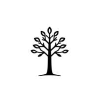 Minimalist Tree Silhouette on White Background Black, simple, symmetrical depiction with leaflike shapes vector