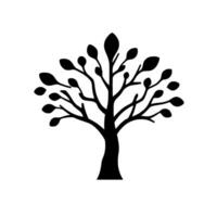 Simplistic Black Silhouette of a Young Tree with Rounded Leaves Against a Pure White Background, Ideal for or Illustration. vector