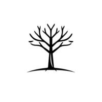 Minimalist Black Silhouette of Bare Tree Against White Background, Simple Nature Symbol, Elegant and Stark Composition. vector