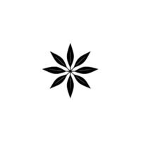 Symmetrical Black Leaf Starburst on White Background Minimalist Floral vector