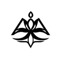Abstract black and tan floral emblem, symmetrical on a white background, evoking simplicity and balance. vector