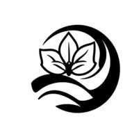Elegant Black and White Floral Motif Abstract Botanical with Swirling Lines, Organic Forms, and Symmetry on White Background. vector