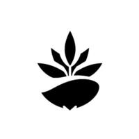 Modern Minimalist Black White Abstract of a Sprouting Plant. A Leafy Emblem, Simple and Clean with Geometric Elements. vector