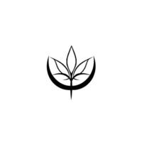 Stylized Black Leafy Crest , Centered on White, Featuring Crescent Base and Simple, Elegant Silhouette. vector