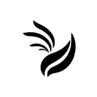 Abstract black and white stylized bird in flight , minimalist , curved lines, simple elegant composition, isolated on white. vector