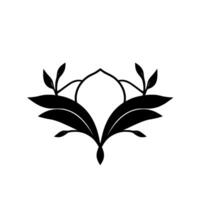 Symmetrical floralinspired in stark black and white, featuring stylized leaves and organic curves with a minimalist aesthetic. vector