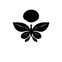 Minimalist Black and White Butterfly with a SunLike Orb, Inspired by Nature, Isolated on White vector