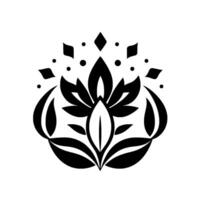 Intricate Black and White Floral Mandala Pattern with Geometric Accents, symmetrical for or decorative use. vector