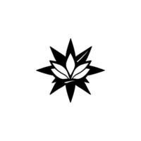 Abstract Black and White Lotus with Starburst , Isolated on White, Minimalist and Geometric. vector