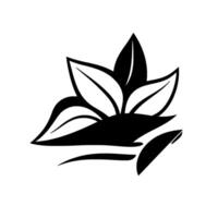 Abstract Black and White Leaf Arrangement Modern Minimalist Composition Featuring Overlapping Foliage on a Clean White Background. vector