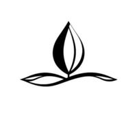 Minimalist Black and White Illustration of an Abstract Leaf Symbol, Representing Growth and Nature on a White Background. vector