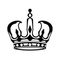 A bold, black and white depiction of a royal crown with intricate detailing, symbolizing power and authority against a clean white backdrop. vector