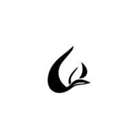 Abstract Black LeafLike Shape on White, Minimalist Composition Suggesting Growth and Transformation vector