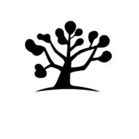 Bold Silhouetted Tree with Rounded Leaves on Stark White Backdrop, Minimalist Organic Composition vector