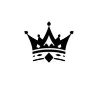 Illustration of a regal black crown, centered on a stark white background, emphasizing royalty and power with minimalist . vector