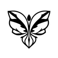 Intricate Black and White Butterfly Illustration with an Elegant, Symmetrical , Modern Line Art Style, isolated on white. vector