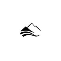 A minimalist black and white mountain , with stylized peaks and flowing horizontal lines. vector
