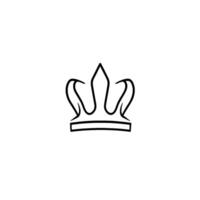 Minimalist black line art crown on white backdrop, symbolic of power, royalty, and elegance in modern, clean . vector