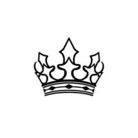 Simple, elegant line drawing of a royal crown, rendered in black on a clean white background, symbolising royalty and power. vector