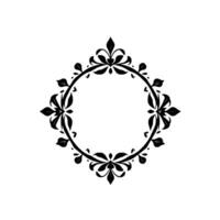 Ornate Black Floral Frame in a Diamond Shape on White Background, Symmetrical Botanical for Invitation, , or Decor. vector