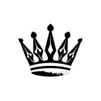 Regal black crown with sharp details, cast shadow, and bold lines on a white background. vector
