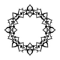 Ornate Black Floral Wreath , symmetrical and elegant, on white background. Suitable for borders or decorative elements. vector