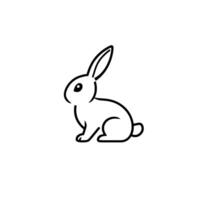 Minimalist Black Outline of a Sitting Rabbit Against White Background, Simple, Modern . vector