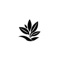 Simple Black and White Leaf A Minimalist Featuring a Cluster of Leaves with Elegant Curves and Clean Lines on a Plain White Background. vector