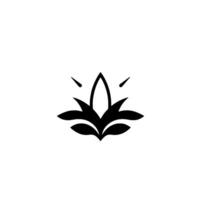Minimalist Black Lotus Flower Emblem with Sharp Petals and Spikes on a White Background. vector