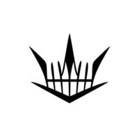 Abstract Black and White Crown or Crest with Sharp Angular Elements and Geometric Composition on a Clean White Background. vector