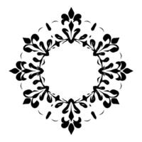 Symmetrical Black Floral Ornament in a Diamond Shape, Centered on a White Background with Negative Space. vector