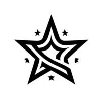 Bold Black Star with Intricate Inner and Tiny Star Accents on a Clean White Background. vector