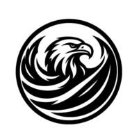 Bold Black and White Emblem of an Eagle in a Circular Crest, Illustrating Power and Strength. vector