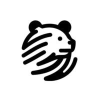 Minimalist Black White Panda Modern Abstract of a Panda Head with Striped Fur and Simple Features on White Background. vector