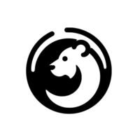 Minimalist Black and White Bear in Circular Frame, Modern for Branding vector