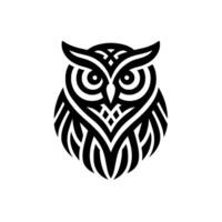 Intricate Geometric Black and White Owl on White Background, Modern Minimalist Illustration. vector