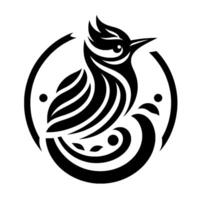 Stylized Black and White Bird Within a Circle, Modern Minimalist for Logos and Branding, High Contrast Image. vector