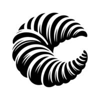 Bold Black and White Swirling Abstract Shape with Curved Lines and Gradients, Isolated on White Background vector