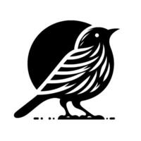 A stylized black and white bird silhouette, integrated with a circle background, minimalist , clean lines, and a modern aesthetic. vector