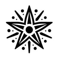 A Bold Black and White Starburst with a Central Circle, Radiating Beams, and Dotted Accents on a White Background. vector