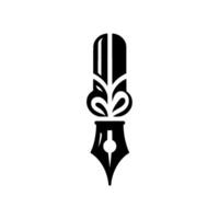 Abstract Black Ink Pen with Stylized Elements on White Background Artistic Expression and Creative Writing Concept. vector