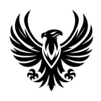Symmetrical Black Eagle Crest with Spread Wings and Talons on White Background, a Bold and Striking Emblem vector