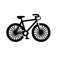 Stylized black bicycle silhouette set within a white circular backdrop, creating a clean, minimalist on a white background. vector