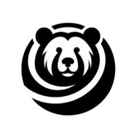 Minimalist Black and White Bear Head in Circular Frame, Friendly Expression and Modern . vector